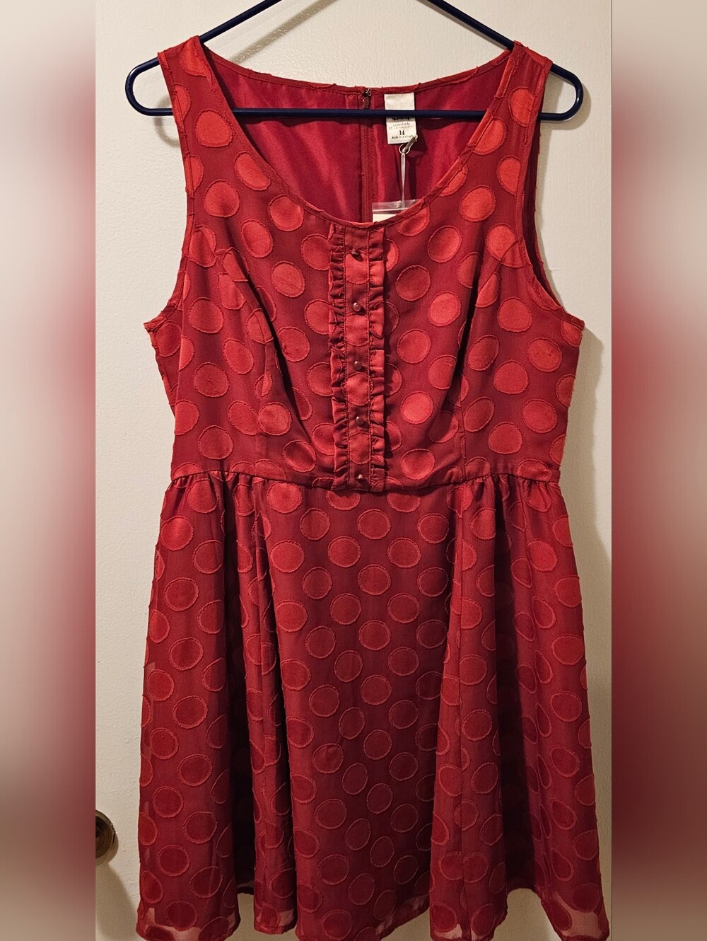 Disney Lauren Conrad Dress Minnie Rocks the Dots Red Polkadot Dress Size 14 NWT